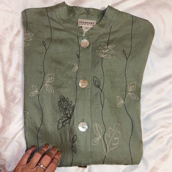 Vintage Freeport Studio Linen Embroidered Tunic Jacket - Picture 11 of 11